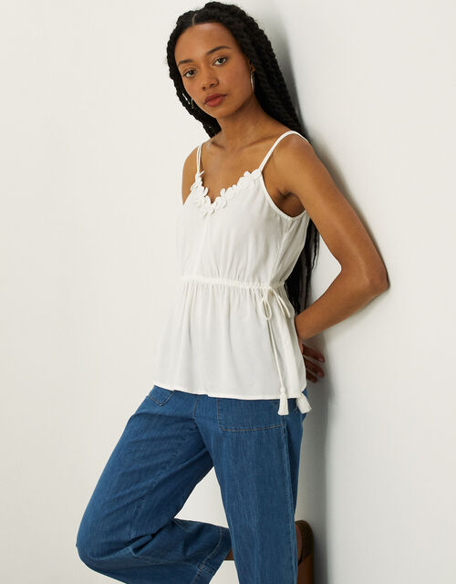 Flower Trim Cami Top in LENZING™ ECOVERO™, White (WHITE), large