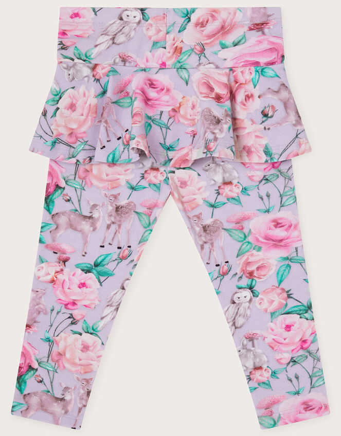 Baby Woodland Roses Skirted Leggings, Purple (LILAC), large