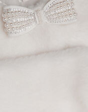 Lara Bow Faux Fur Cardigan, Ivory (IVORY), large