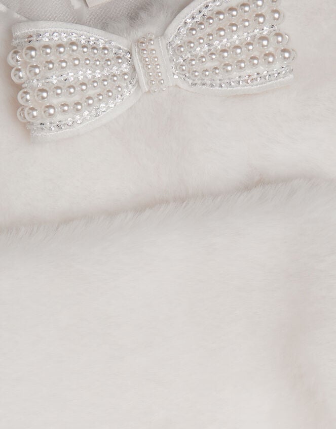 Lara Bow Faux Fur Cardigan, Ivory (IVORY), large