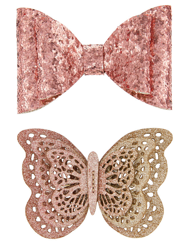 Butterfly Bag and Bow Hair Clip Set, , large