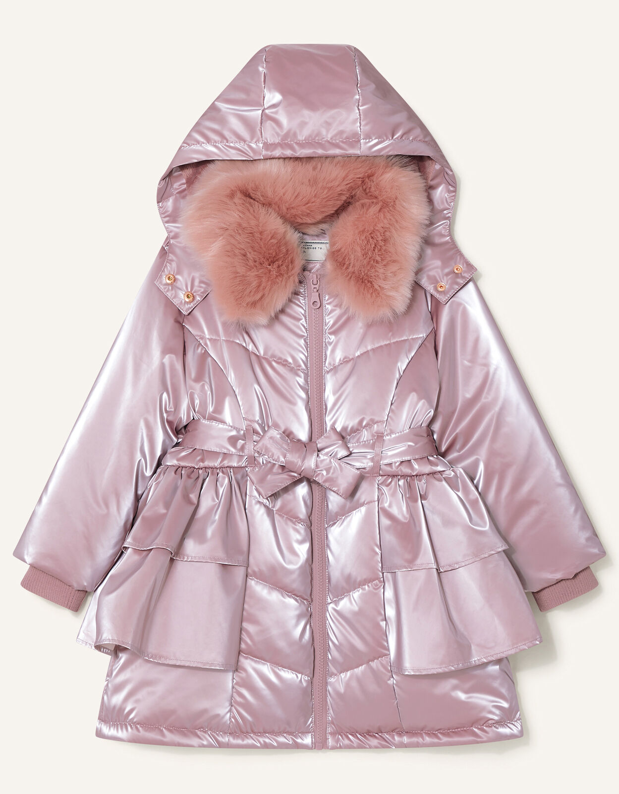 Frill Skirted Coat with Hood Pink