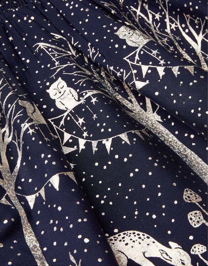 Baby Foil Print Nighttime Scene Dress, Blue (NAVY), large