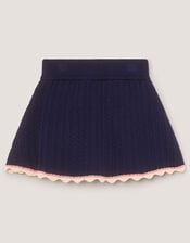 Embellished Cable Knit Skirt, Blue (NAVY), large