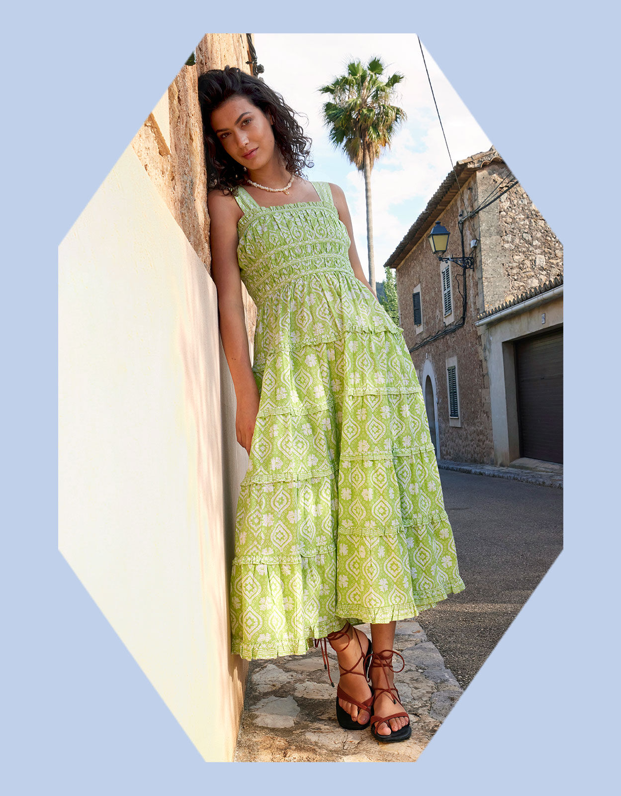 East Esther Tiered Dress Green