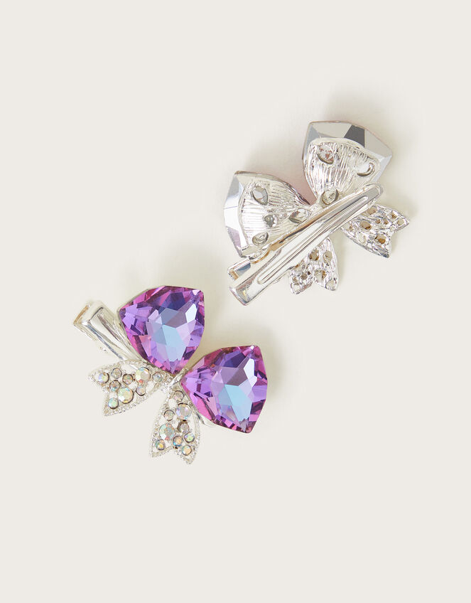 2-Pack Ombre Jewel Bow Hair Clips, , large