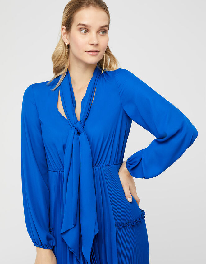 Kate Pleat Tiered Midi Dress, Blue (COBALT), large
