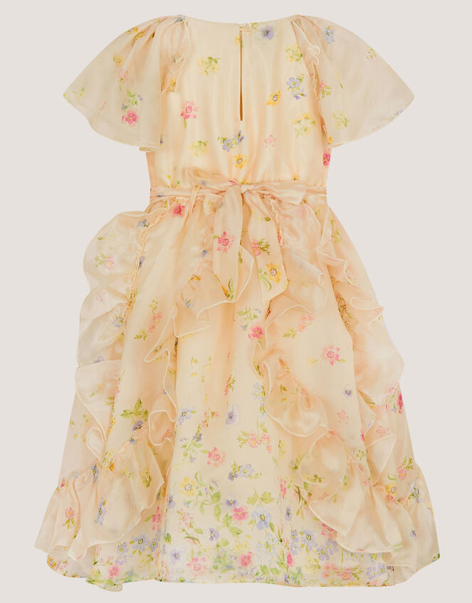 Ditsy Floral Ruffle Party Dress, Yellow (LEMON), large