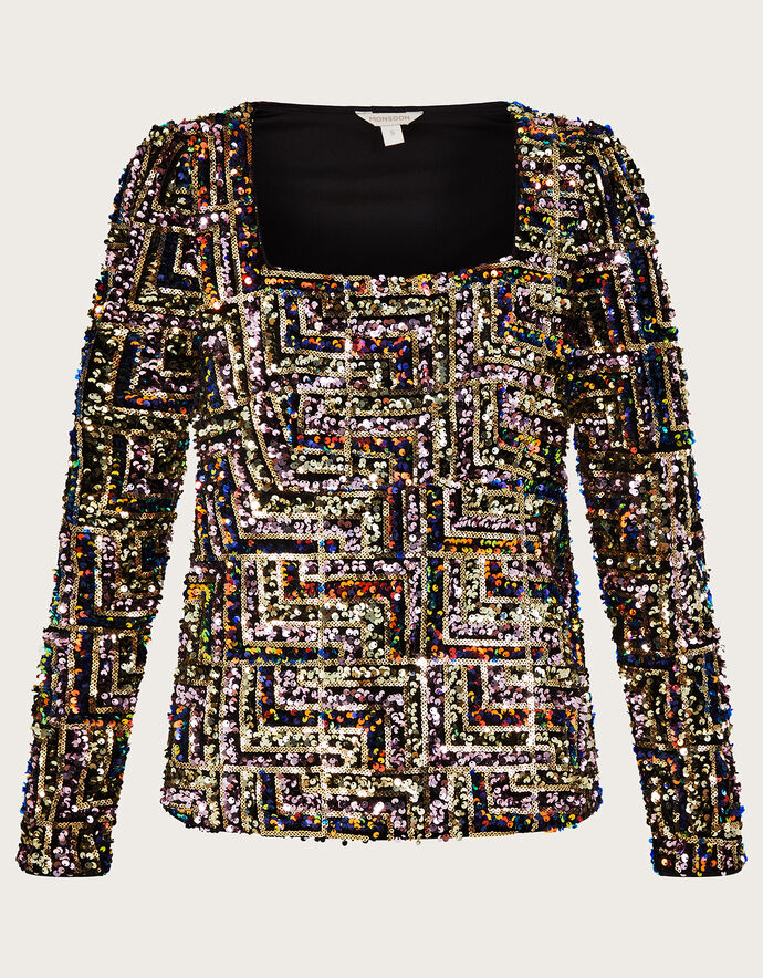 The Quinn One Sleeve Poplin Scarf Neck Top in Black