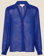 Ditsy Floral Longline Blouse, Blue (COBALT), large