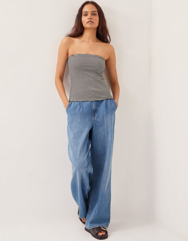 Billie Stripe Bandeau Top, Ivory (IVORY), large