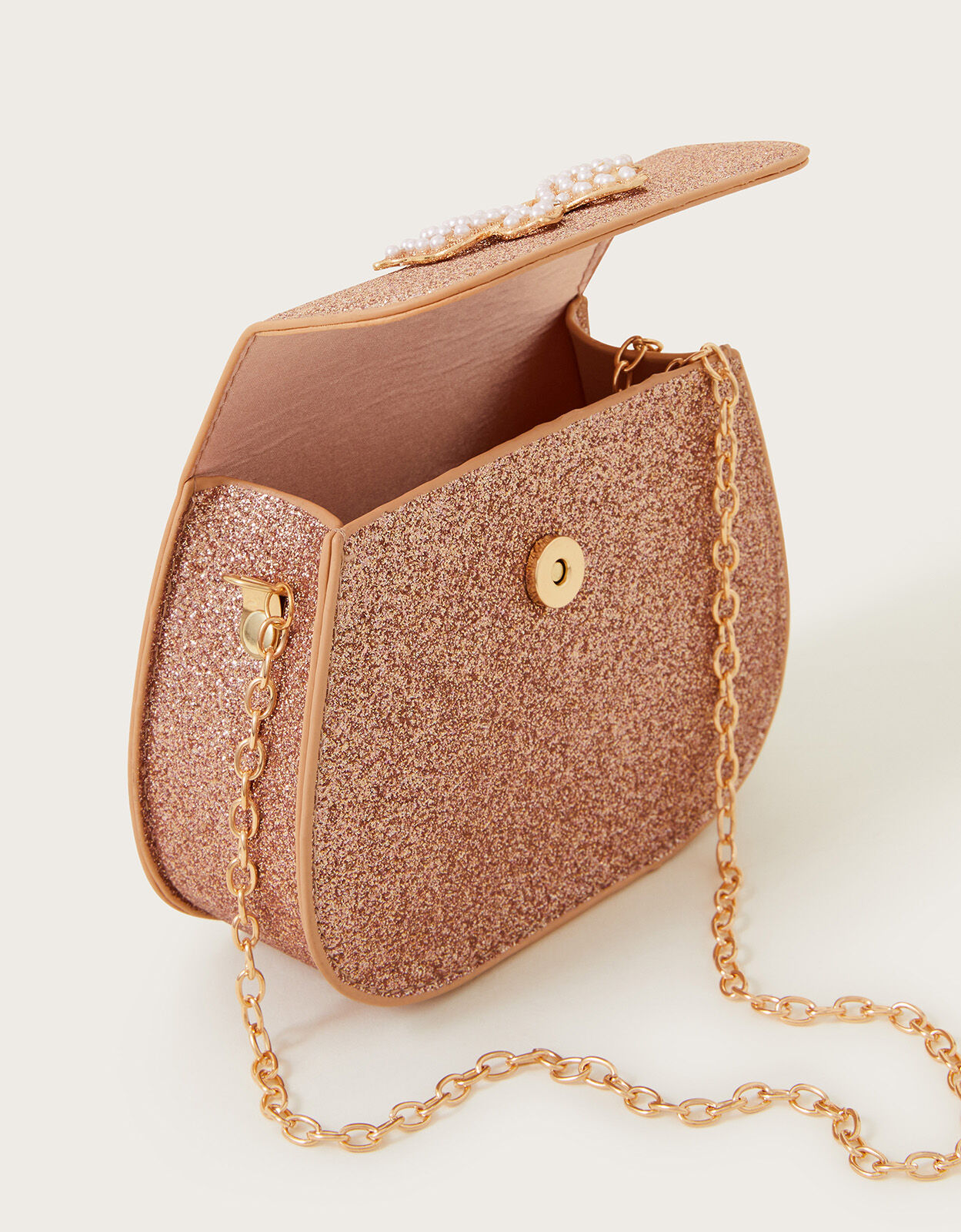 Rose gold glitter purse top