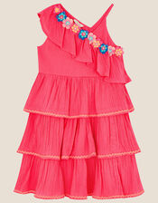 Fiesta Flower Frill Dress, Pink (BRIGHT PINK), large