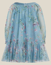 Baby Naina Floral Mesh Party Dress, Teal (TEAL), large