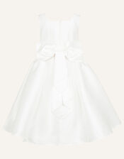 Cynthia Corsage Belt Dress, Ivory (IVORY), large