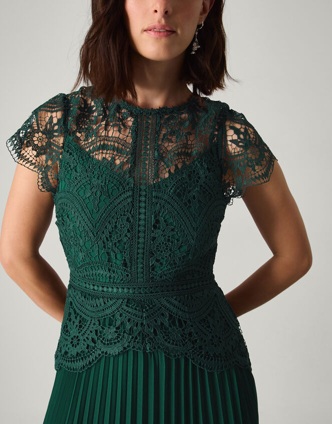 Monica Lace Pleated Bridesmaid Dress Green