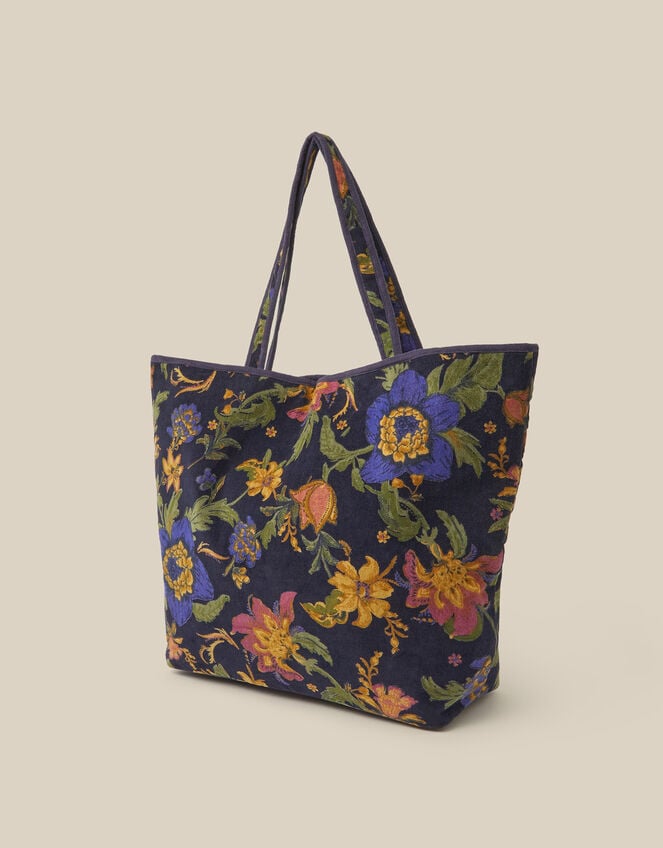 Princella Floral Corduroy Tote Bag, , large
