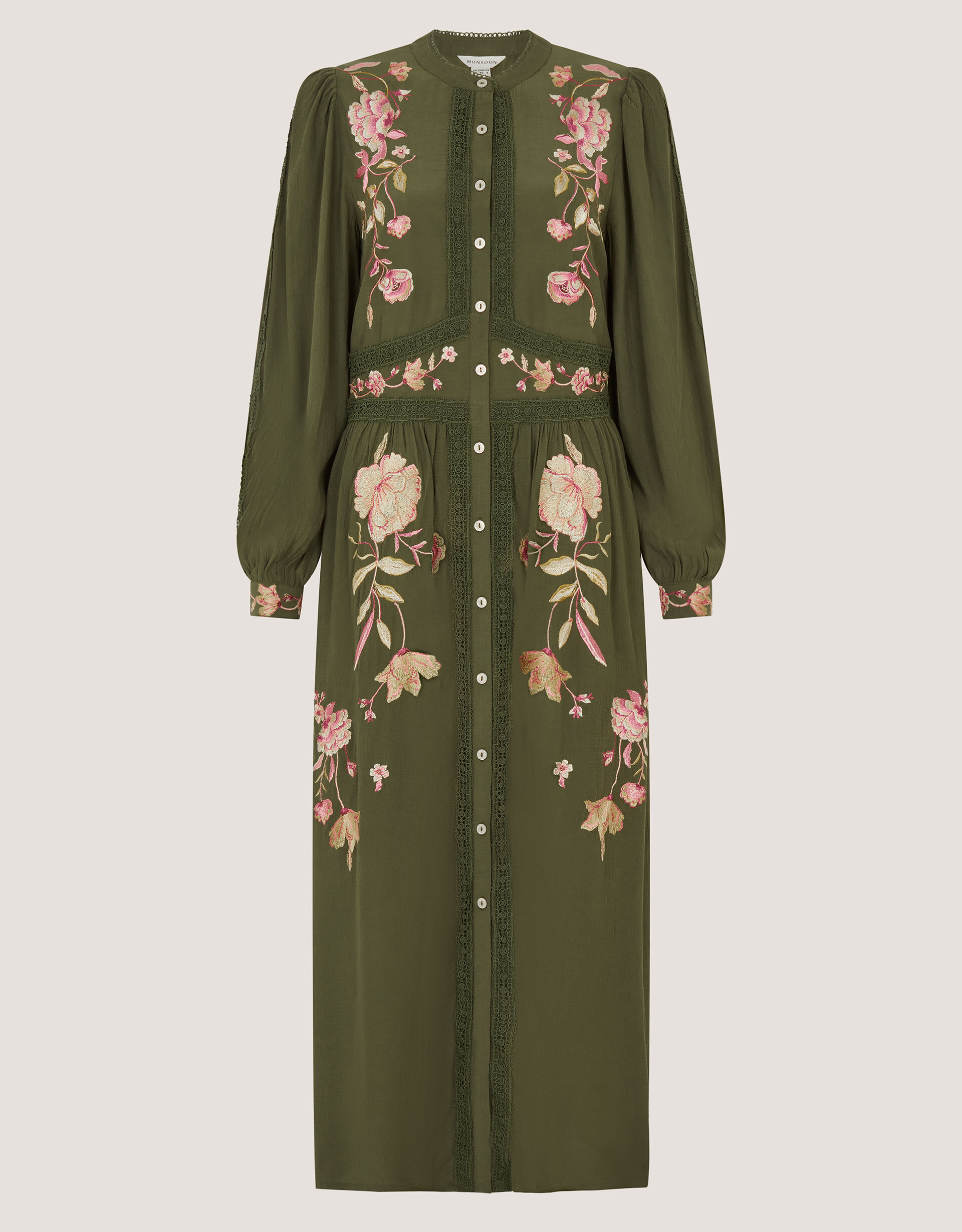 Amelie Floral Embroidered Midi Dress Green | Day Dresses | Monsoon UK.