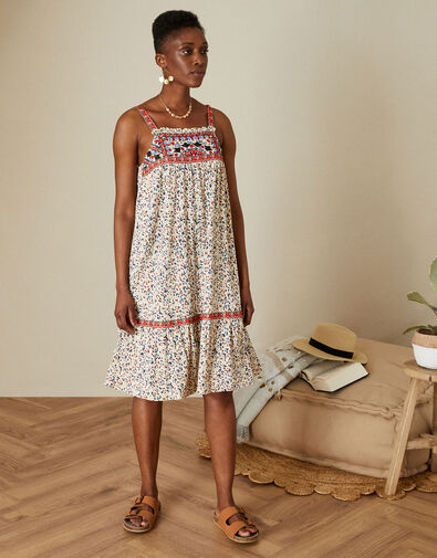 Jersey Embellished Print Cami Dress in LENZING™ ECOVERO™  Natural, Natural (ECRU), large
