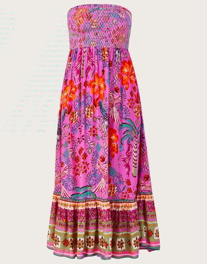 Bandeau Palm Print Dress, Pink (PINK), large