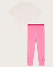 Frilly Flower T-Shirt and Leggings Set, Pink (PINK), large