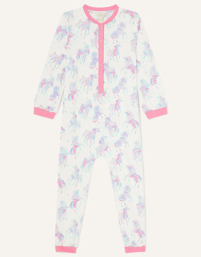Ada Unicorn Print Sleepsuit, Ivory (IVORY), large