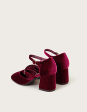 Ruth Velvet Mary Jane Heels, Red (BURGUNDY), large