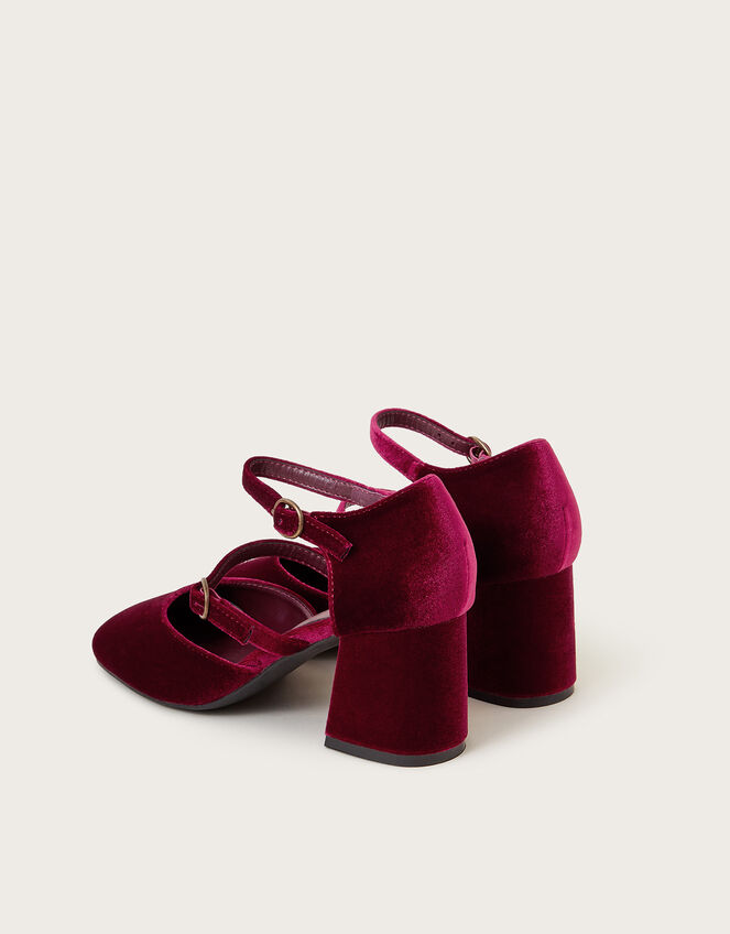 Ruth Velvet Mary Jane Heels, Red (BURGUNDY), large