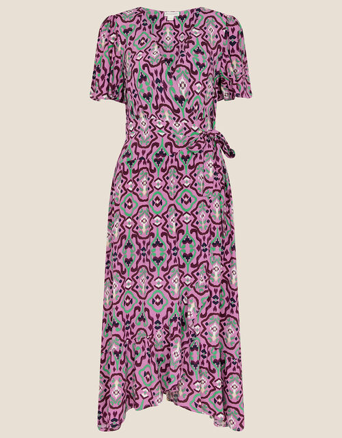 Ikat Wrap Dress in LENZING™ ECOVERO™, Pink (PINK), large