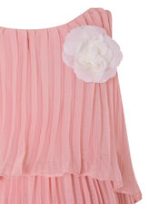 Corsage Pleated Dress, Pink (PINK), large