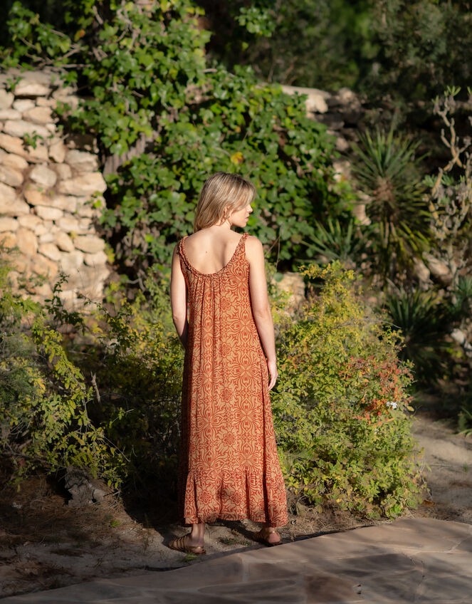 Lyrical Sisters Kaleidoscope Maxi Dress, Orange (RUST), large