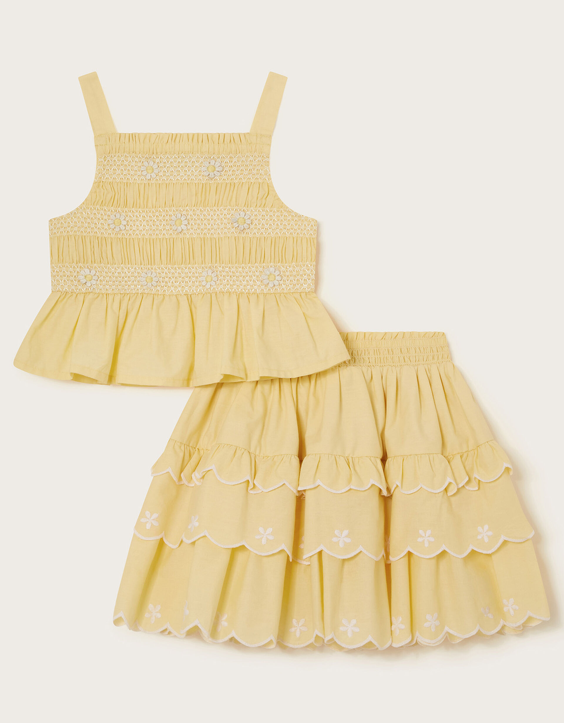Pastel Yellow Check Girls Ariana Top and Pant Set main image 1