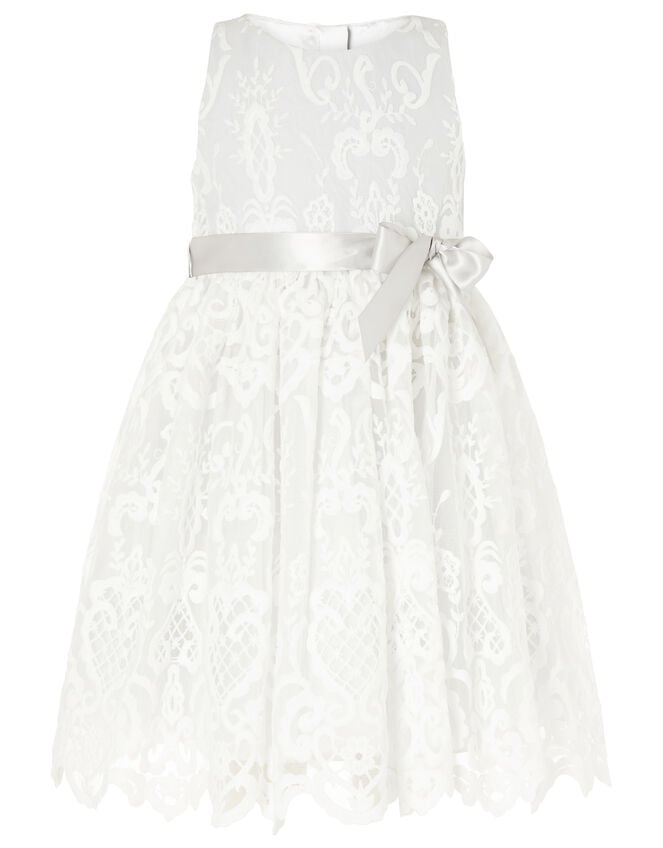 Embroidered Lace Dress, Grey (GREY), large