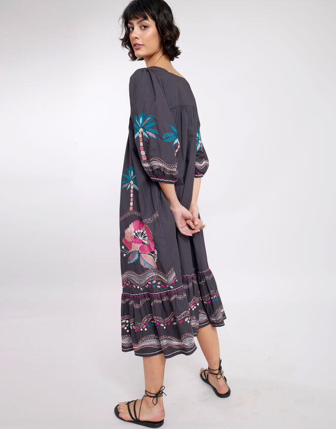 East Zarella Embroidered Dress, Grey (CHARCOAL), large