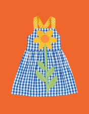 Frugi Allie Check Print Dress, Blue (BLUE), large