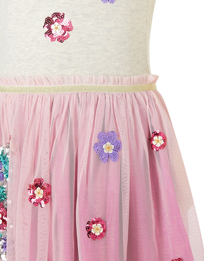 Sequin Floral Unicorn Disco Dress, Camel (OATMEAL), large