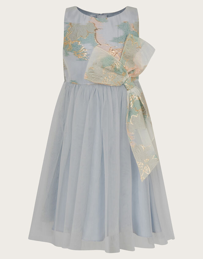Bennie Bow Jacquard Dress, Blue (BLUE), large