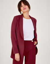 Paige Single-Breasted Ponte Blazer, Red (BERRY), large