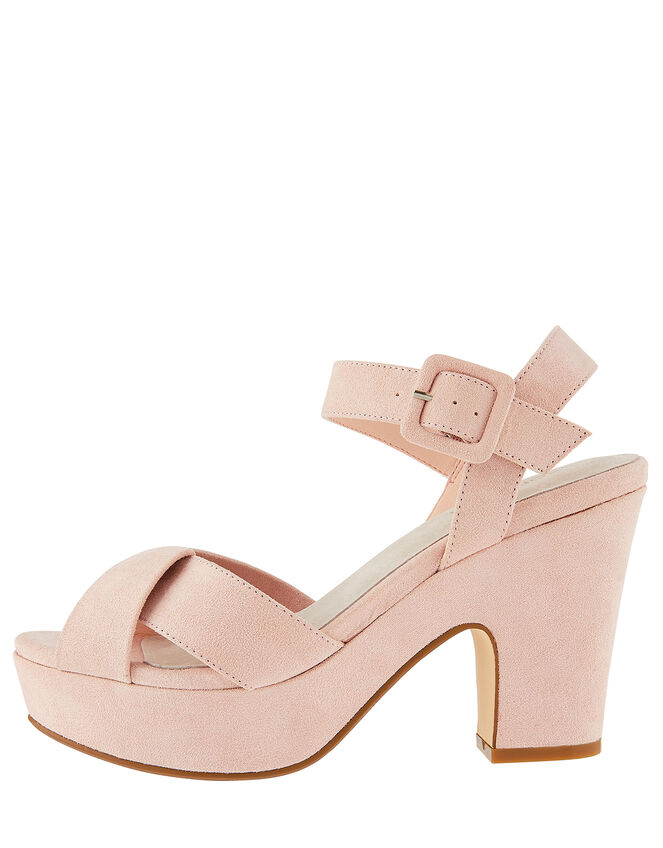 Polly Platform Heeled Sandals, Pink (BLUSH), large