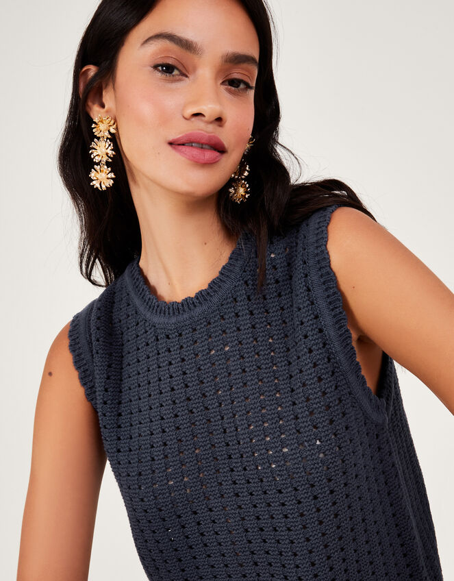 Stitch Knit Tank Top Blue Jumpers Monsoon UK.