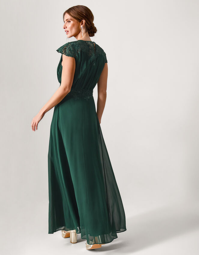 Elodie Lace Chiffon Bridesmaid Dress Green | Evening Dresses | Monsoon UK.