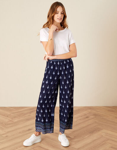 Claudia Print Trousers in LENZING™ ECOVERO™  Blue, Blue (NAVY), large
