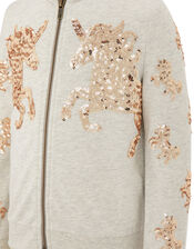 Sequin Unicorn Hoody in Organic Cotton, Camel (OATMEAL), large