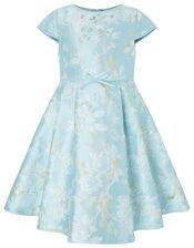 Aries Blue Jacquard Occasion Dress, Blue (BLUE), large