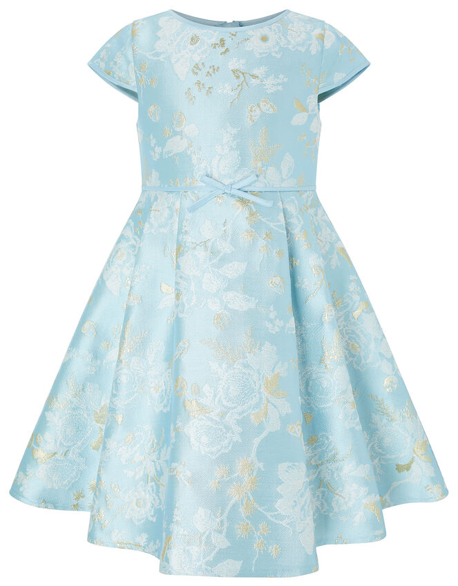 Aries Blue Jacquard Occasion Dress, Blue (BLUE), large