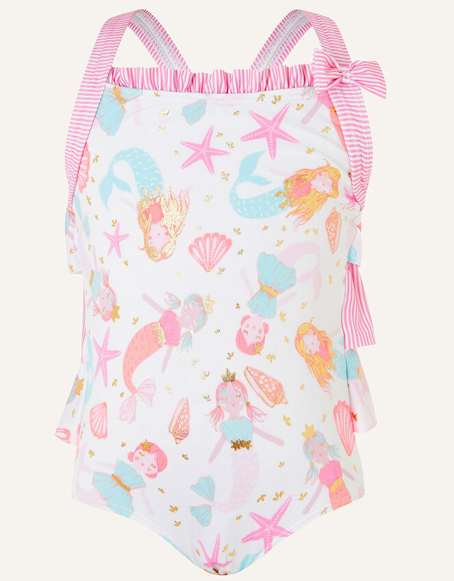 Baby Mermaid Print Swimsuit, Ivory (IVORY), large