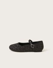 All-Over Glitter Ballet Flats, Black (BLACK), large