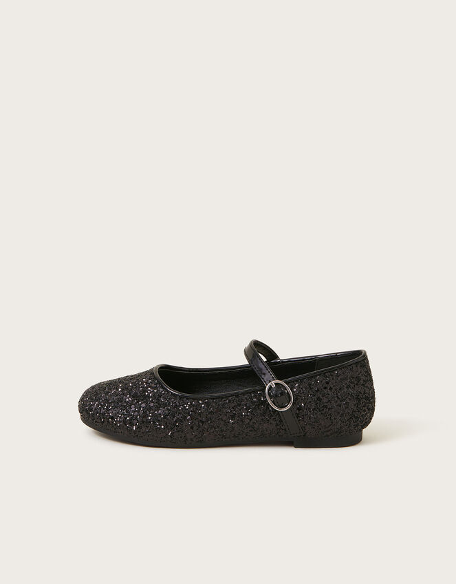 All-Over Glitter Ballet Flats, Black (BLACK), large