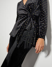 Fable V-Neck Spot Velvet Top, Black (BLACK), large