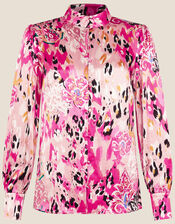 Cameia Animal Print Satin Blouse, Pink (PINK), large